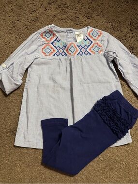 Carter's Striped Top with Colorful Geometric Embroidery